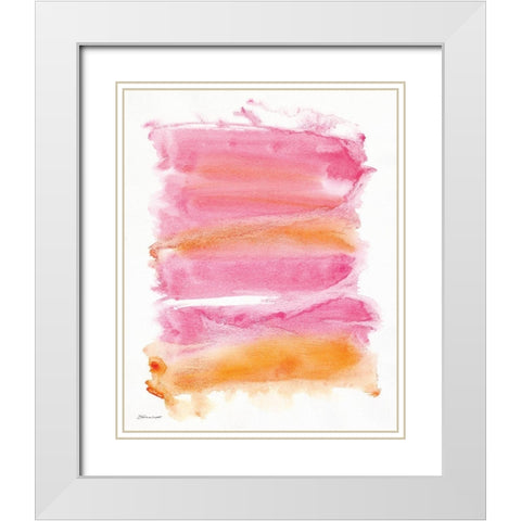 Pink Orange Wash White Modern Wood Framed Art Print with Double Matting by Marrott, Stephanie