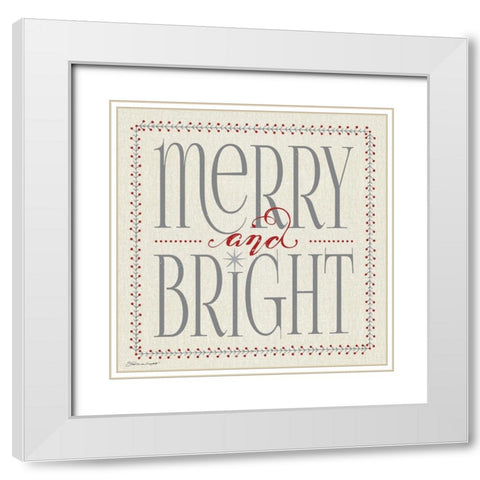 Merry and Bright White Modern Wood Framed Art Print with Double Matting by Marrott, Stephanie