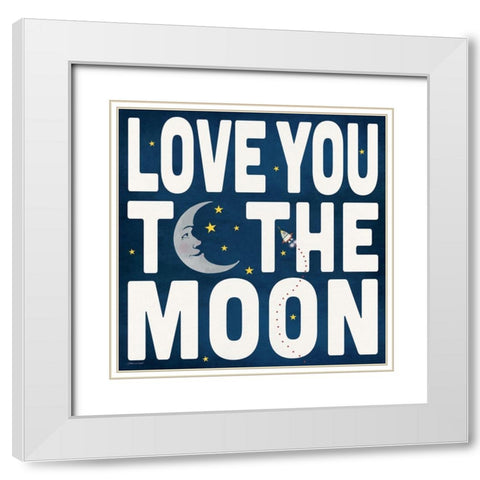 To the Moon White Modern Wood Framed Art Print with Double Matting by Marrott, Stephanie