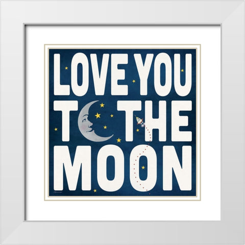 To the Moon White Modern Wood Framed Art Print with Double Matting by Marrott, Stephanie