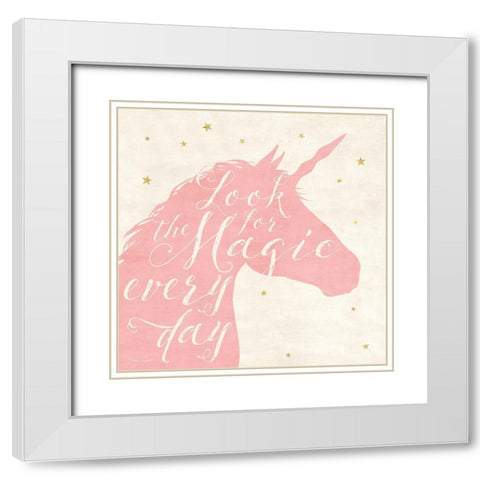 Unicorn Wishes White Modern Wood Framed Art Print with Double Matting by Marrott, Stephanie