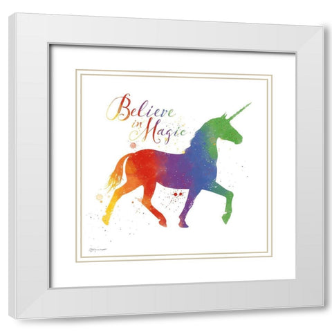 Magic Unicorn White Modern Wood Framed Art Print with Double Matting by Marrott, Stephanie