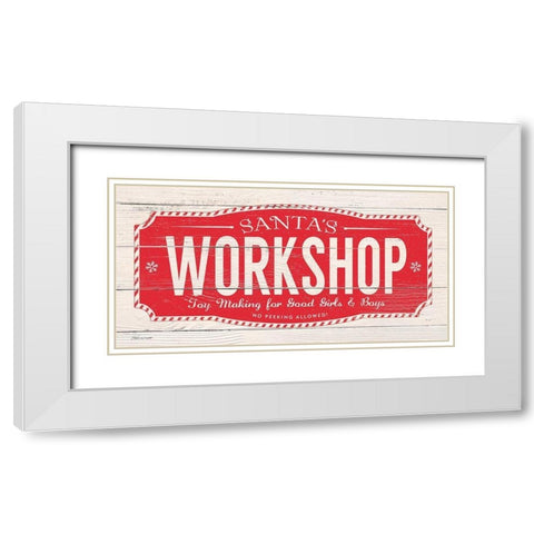 Santas Workshop White Modern Wood Framed Art Print with Double Matting by Marrott, Stephanie
