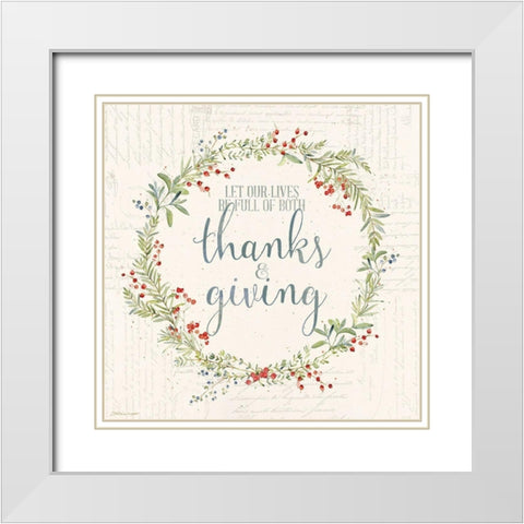 Thanks and Giving White Modern Wood Framed Art Print with Double Matting by Marrott, Stephanie