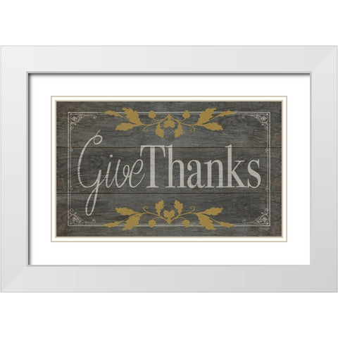 Give Thanks White Modern Wood Framed Art Print with Double Matting by Marrott, Stephanie