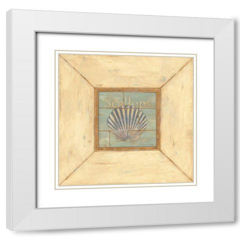 Scallops on Blue White Modern Wood Framed Art Print with Double Matting by Marrott, Stephanie