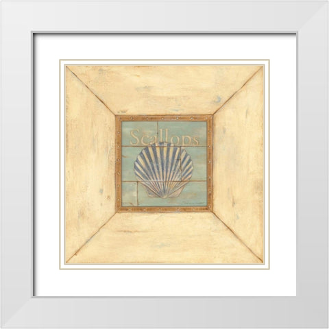 Scallops on Blue White Modern Wood Framed Art Print with Double Matting by Marrott, Stephanie