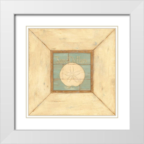 Sand Dollars on Blue White Modern Wood Framed Art Print with Double Matting by Marrott, Stephanie