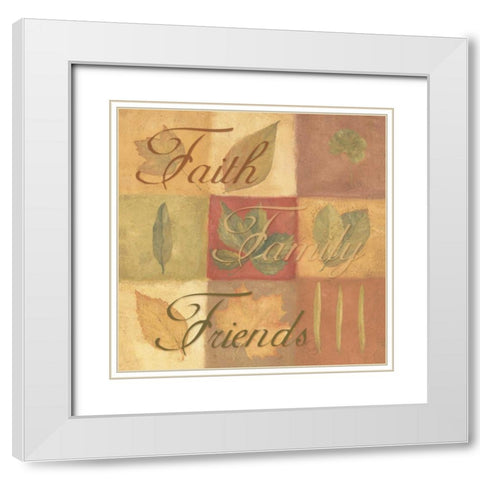 Faith Family Friends White Modern Wood Framed Art Print with Double Matting by Marrott, Stephanie