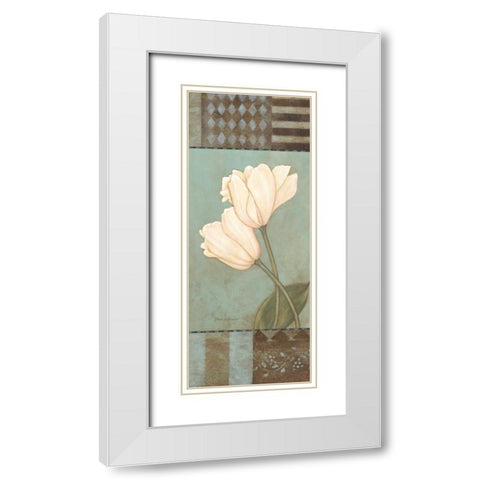 Tulip White Modern Wood Framed Art Print with Double Matting by Marrott, Stephanie