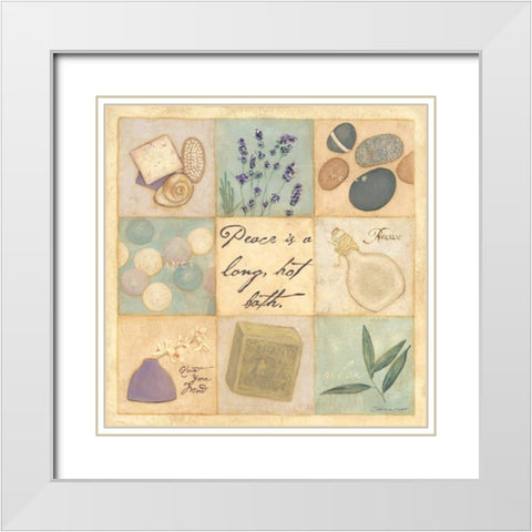 Peace is a Long Hot Bath White Modern Wood Framed Art Print with Double Matting by Marrott, Stephanie
