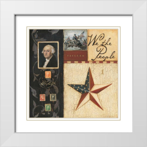 We the People White Modern Wood Framed Art Print with Double Matting by Marrott, Stephanie