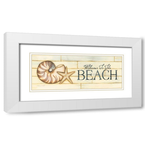 Welcome to the Beach White Modern Wood Framed Art Print with Double Matting by Marrott, Stephanie