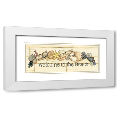 Welcome to the Beach White Modern Wood Framed Art Print with Double Matting by Marrott, Stephanie