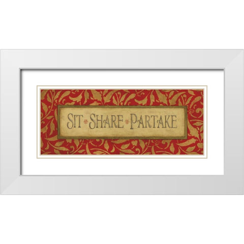 Sit Share Partake White Modern Wood Framed Art Print with Double Matting by Marrott, Stephanie