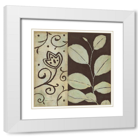 Brown Leaf I White Modern Wood Framed Art Print with Double Matting by Marrott, Stephanie