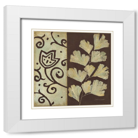 Brown Leaf III White Modern Wood Framed Art Print with Double Matting by Marrott, Stephanie