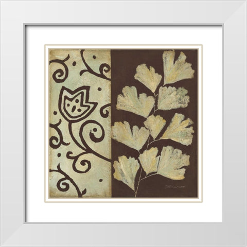 Brown Leaf III White Modern Wood Framed Art Print with Double Matting by Marrott, Stephanie