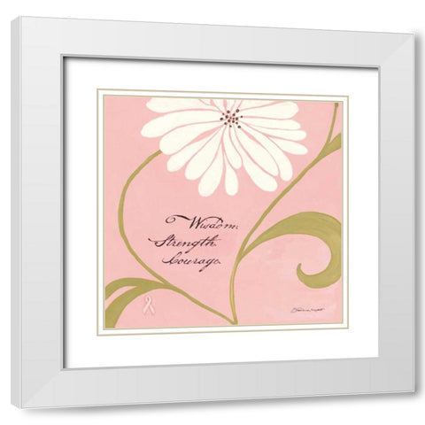 Wisdom Strength Courage White Modern Wood Framed Art Print with Double Matting by Marrott, Stephanie