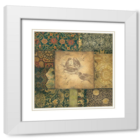 Avian Tapestry II White Modern Wood Framed Art Print with Double Matting by Marrott, Stephanie