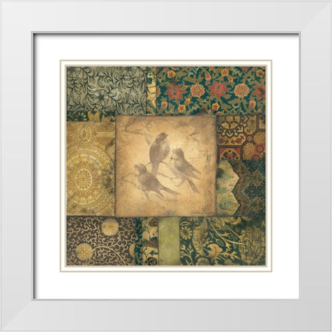 Avian Tapestry I White Modern Wood Framed Art Print with Double Matting by Marrott, Stephanie