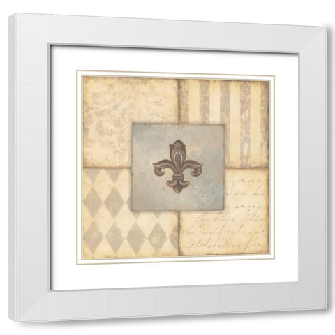 Fleur De Lis II White Modern Wood Framed Art Print with Double Matting by Marrott, Stephanie
