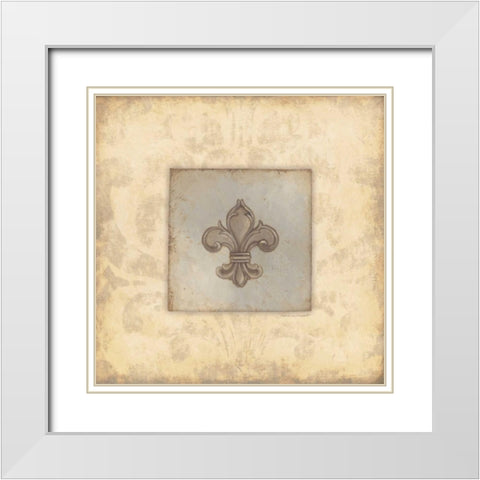 Fleur De Lis V White Modern Wood Framed Art Print with Double Matting by Marrott, Stephanie