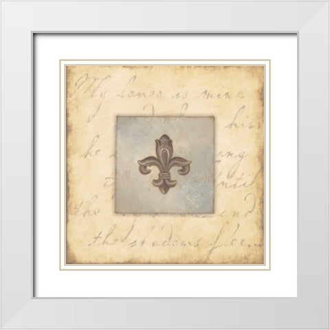 Fleur De Lis VI White Modern Wood Framed Art Print with Double Matting by Marrott, Stephanie