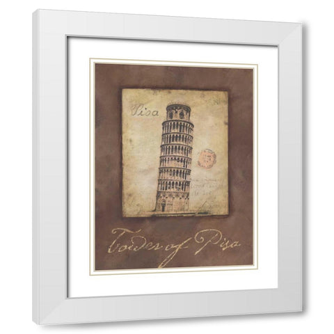 Tower of Pisa White Modern Wood Framed Art Print with Double Matting by Marrott, Stephanie