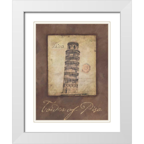 Tower of Pisa White Modern Wood Framed Art Print with Double Matting by Marrott, Stephanie
