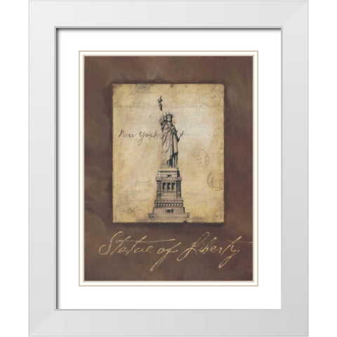 Statue of Liberty White Modern Wood Framed Art Print with Double Matting by Marrott, Stephanie