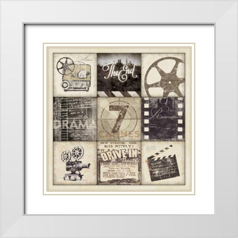 Vintage Movie White Modern Wood Framed Art Print with Double Matting by Marrott, Stephanie