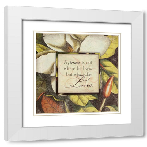Man is Not Where He Lives White Modern Wood Framed Art Print with Double Matting by Marrott, Stephanie