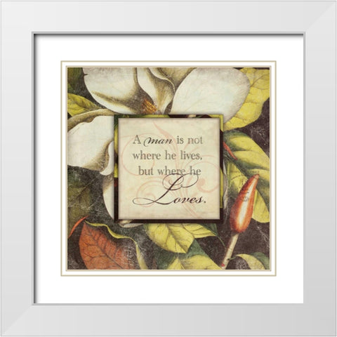 Man is Not Where He Lives White Modern Wood Framed Art Print with Double Matting by Marrott, Stephanie