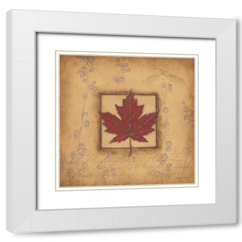 Maple Leaf White Modern Wood Framed Art Print with Double Matting by Marrott, Stephanie