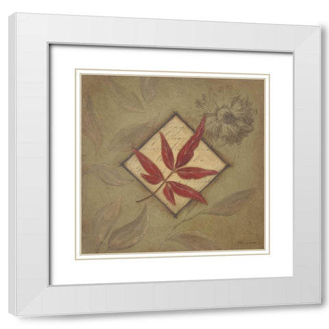 Red Leaf White Modern Wood Framed Art Print with Double Matting by Marrott, Stephanie