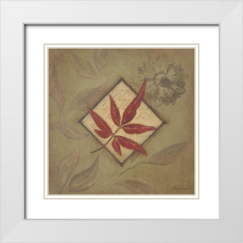 Red Leaf White Modern Wood Framed Art Print with Double Matting by Marrott, Stephanie