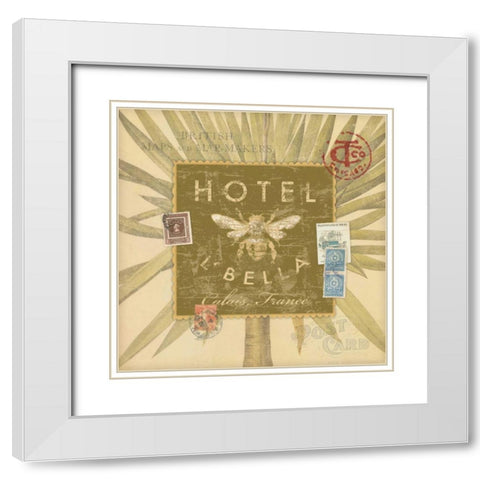 Bee Sign White Modern Wood Framed Art Print with Double Matting by Marrott, Stephanie