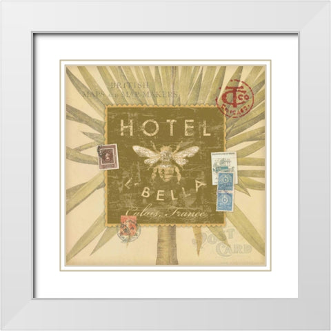 Bee Sign White Modern Wood Framed Art Print with Double Matting by Marrott, Stephanie