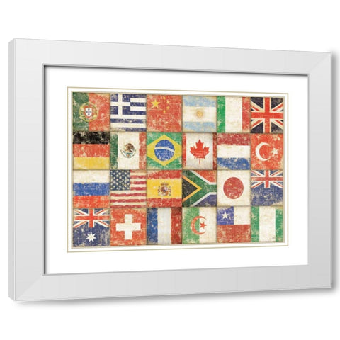 Flags of the World White Modern Wood Framed Art Print with Double Matting by Marrott, Stephanie