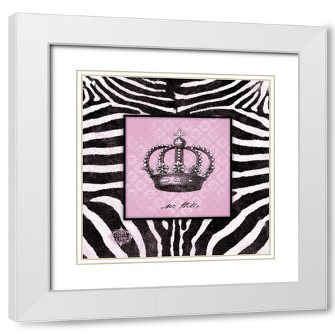 Zebra Crown II White Modern Wood Framed Art Print with Double Matting by Marrott, Stephanie