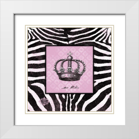 Zebra Crown II White Modern Wood Framed Art Print with Double Matting by Marrott, Stephanie