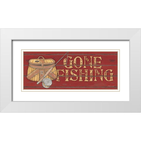 Gone Fishing White Modern Wood Framed Art Print with Double Matting by Marrott, Stephanie