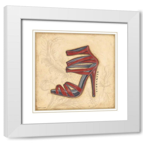 Glamorous Red Heel White Modern Wood Framed Art Print with Double Matting by Marrott, Stephanie