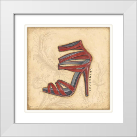 Glamorous Red Heel White Modern Wood Framed Art Print with Double Matting by Marrott, Stephanie