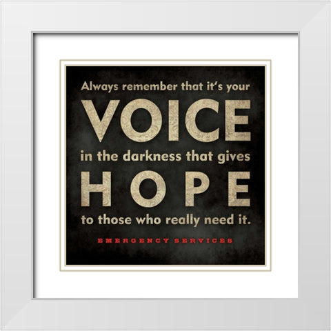 Emergency Services - Voice White Modern Wood Framed Art Print with Double Matting by Marrott, Stephanie