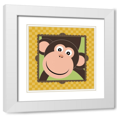 Monkey Face I White Modern Wood Framed Art Print with Double Matting by Marrott, Stephanie