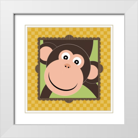 Monkey Face I White Modern Wood Framed Art Print with Double Matting by Marrott, Stephanie