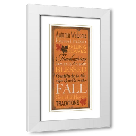 Autumn Welcome White Modern Wood Framed Art Print with Double Matting by Marrott, Stephanie