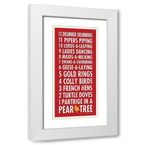 12 Days of Christmas White Modern Wood Framed Art Print with Double Matting by Marrott, Stephanie